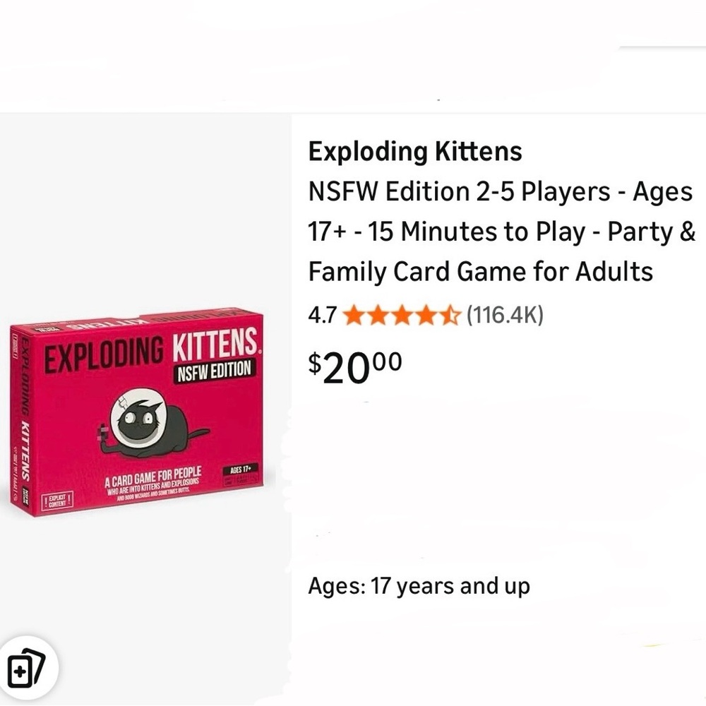 Exploding Kittens NSFW Edition Card Game - Picture 4 of 9